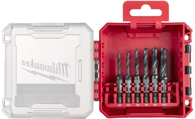 Набор комбинированных метчиков (6 шт.) Milwaukee 1/4" Hex Kombi-Gewindebohrer HSS-G 4932498267