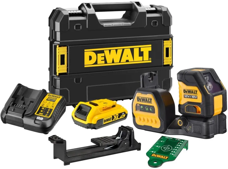 Аккумуляторный лазерный нивелир DeWalt DCE088D1G18, с 1 АКБ (2.0 Ач), ЗУ и кейсом