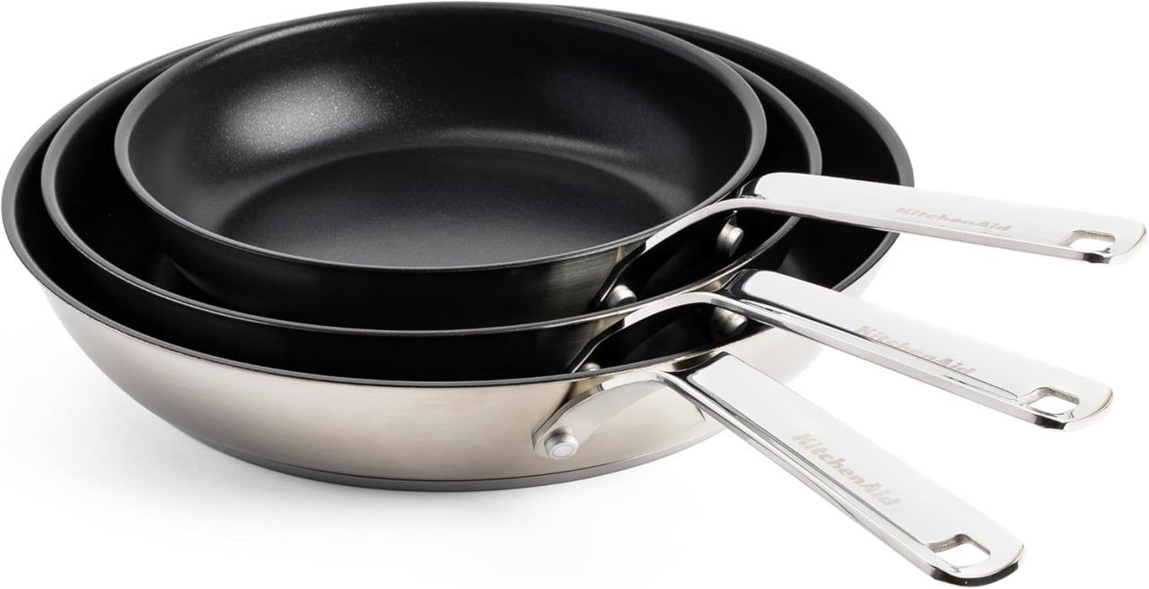 Набор сковородок из нержавеющей стали KitchenAid 3 предмета CC003572-001