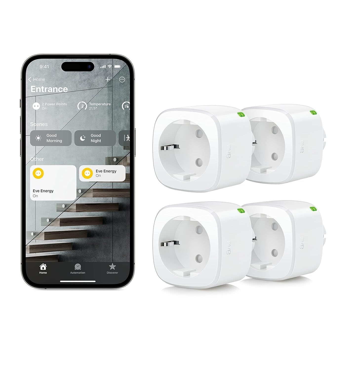 Набор умных розеток 4 шт. Eve Energy Matter Apple HomeKit (10EBO8351)