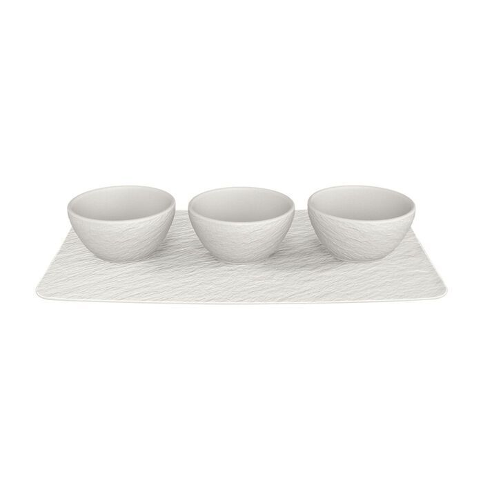 Набор пиал с блюдом-подставкой Villeroy & Boch Manufacture Rock Blanc 4 предмета 10-4240-9023