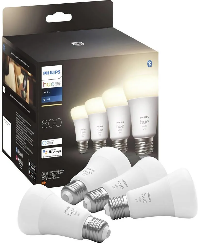 Светодиодные лампы Philips Hue White E27 A60, 4 шт.