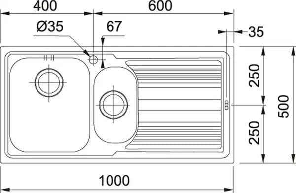 Кухонная раковина Franke Logica LLL 651-100 101.0086.254, левый слив из нержавеющей стали, лен
