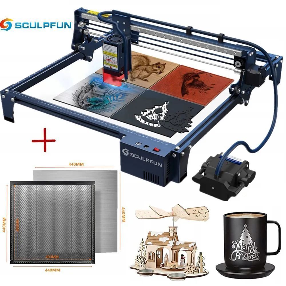 Лазерный гравер SCULPFUN S30 Pro Max 20 Вт+помпа +XL пласцна