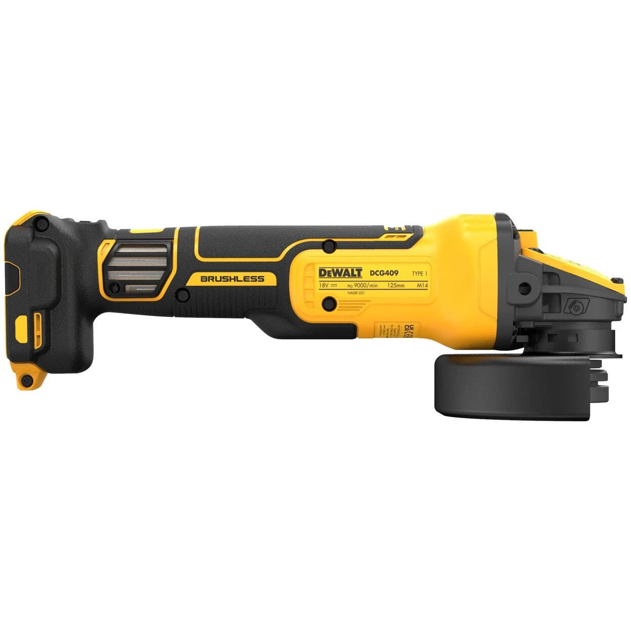Аккумуляторная угловая шлифмашина DeWalt DCG409NT, без АКБ и ЗУ, в кейсе