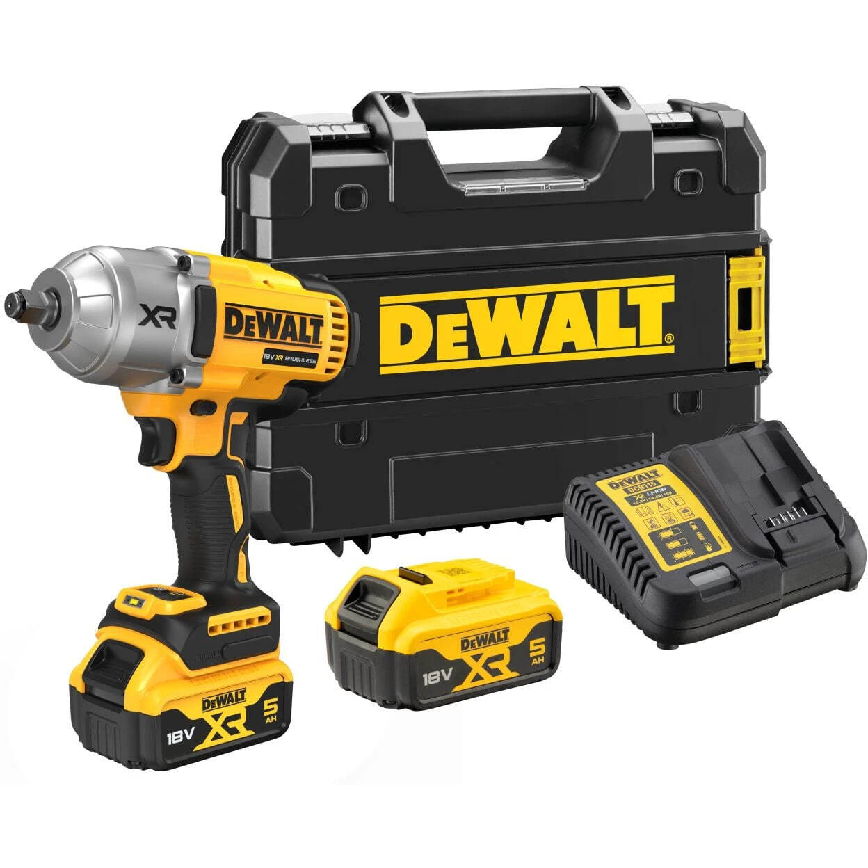 Аккумуляторный гайковерт DeWalt (DCF900P2G-QW), с 2 АКБ 5 Ач и ЗУ, в кейсе