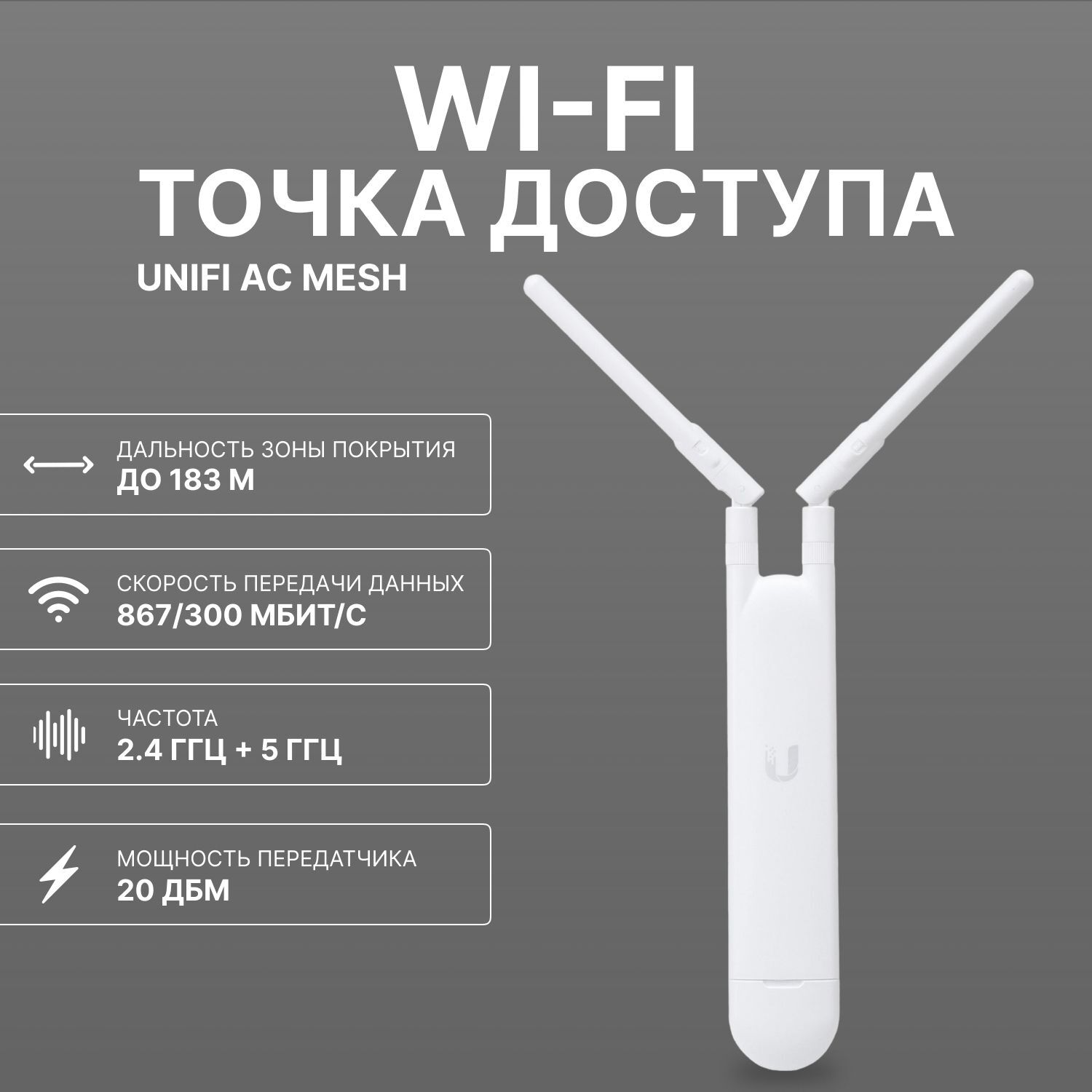 Wi-Fi точка доступа Ubiquiti UniFi AC Mesh, белый