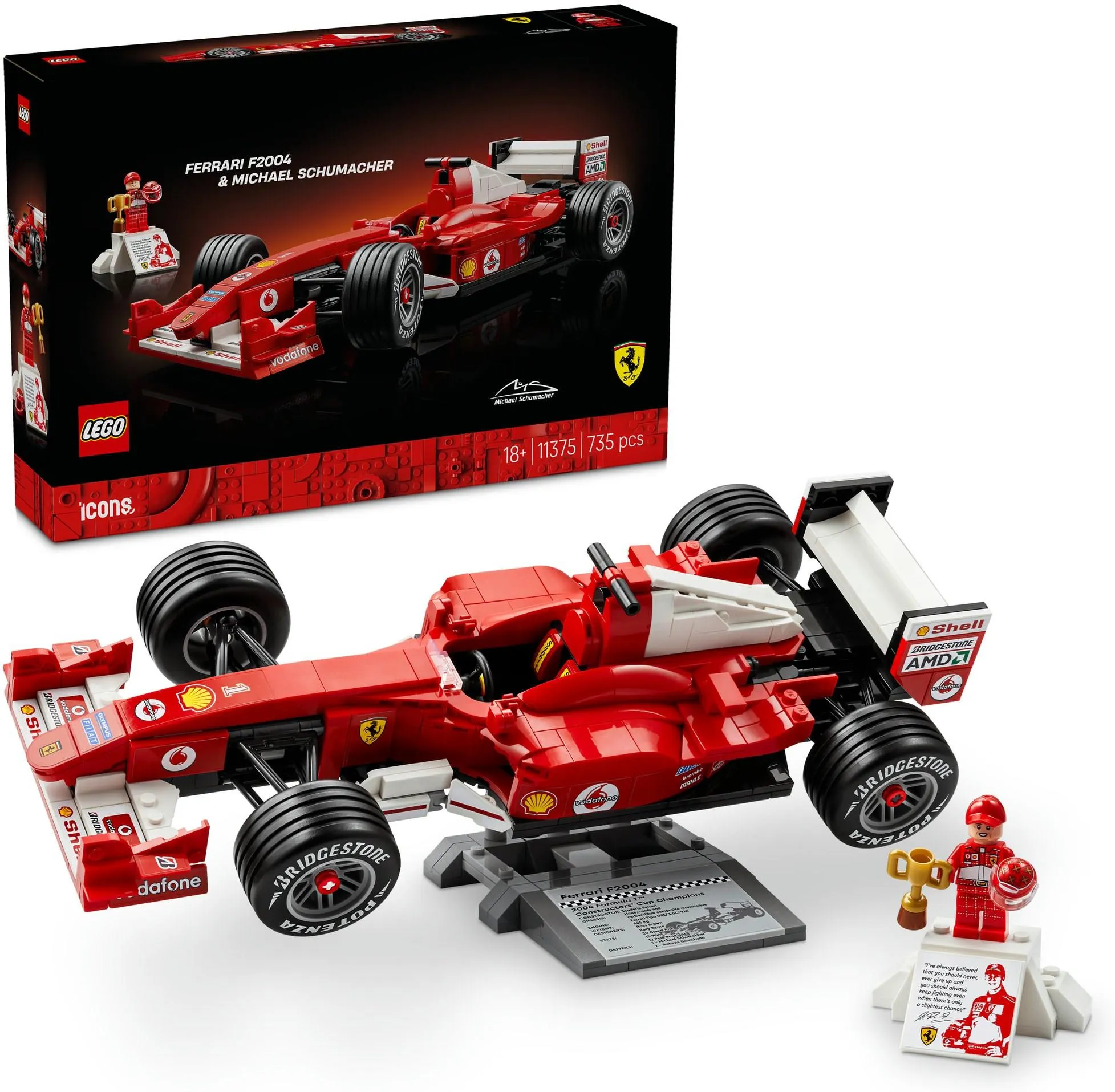 Конструктор LEGO Icons 11375 Ferrari F2004 и Михаэль Шумахер