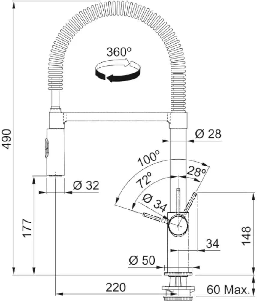 Кухонный кран Franke Fox semi-pro 115.0486.993, хром