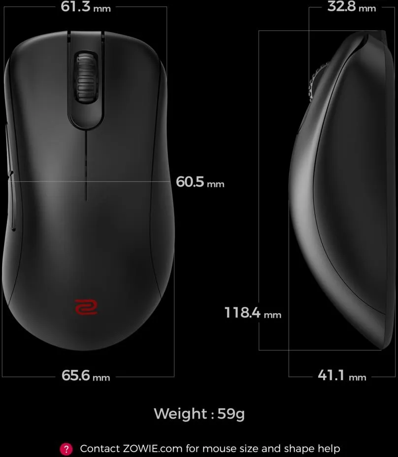 Беспроводная игровая мышь BenQ ZOWIE EC3-DW, оптическая, чёрная, малый размер