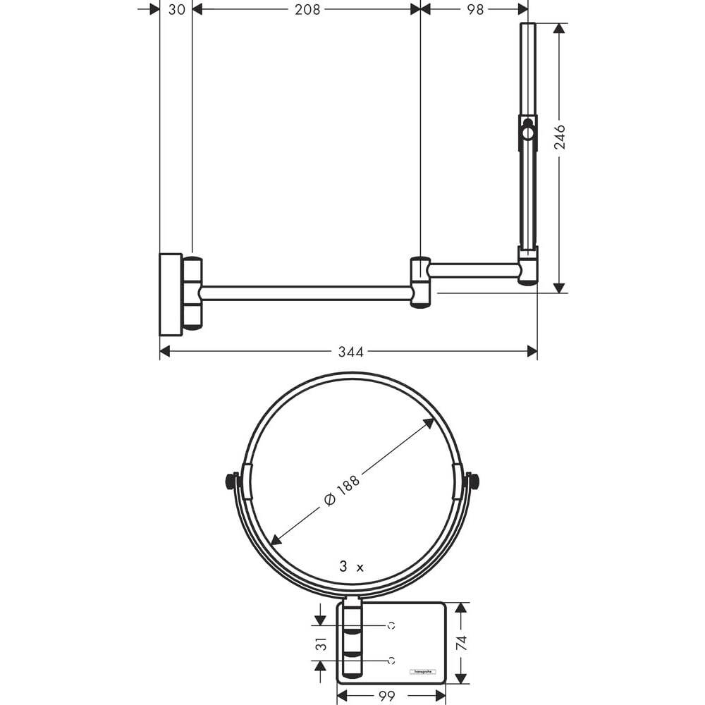 Косметическое зеркало Hansgrohe AddStoris 41791340 черный матовый хром