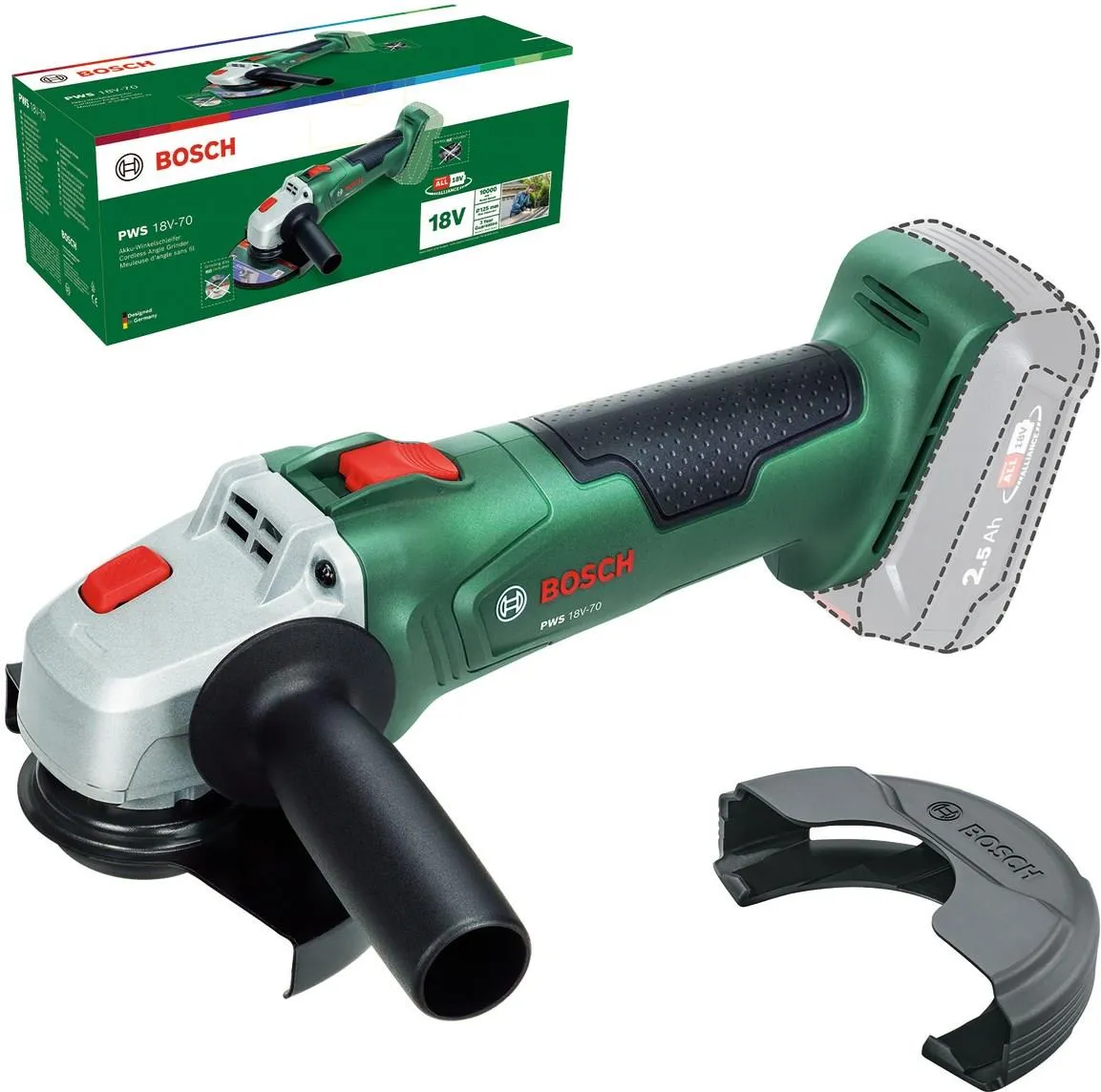 Аккумуляторная угловая шлифовальная машина Bosch PWS 18V-70 06033E6001