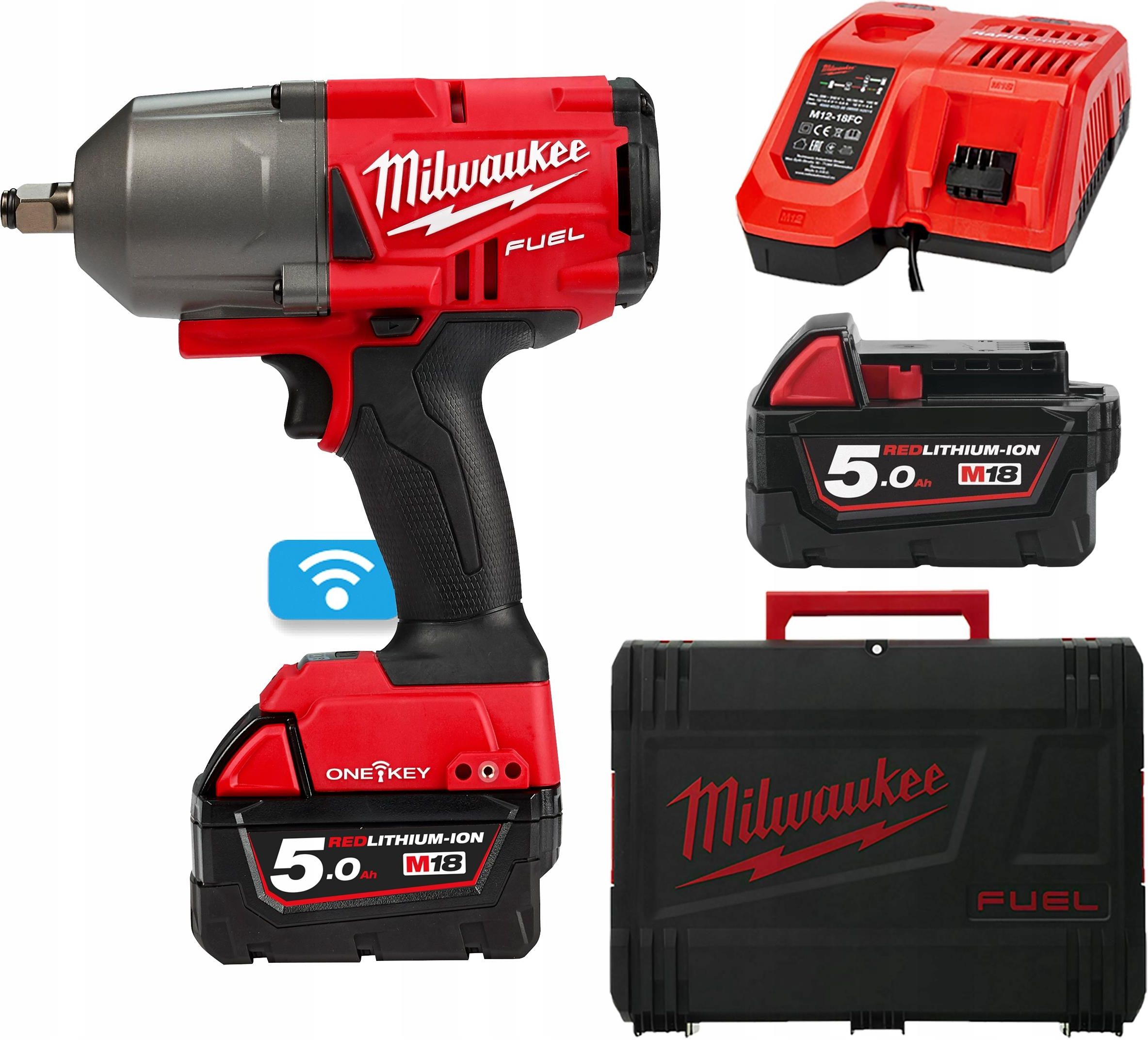 Аккумуляторный ударный гайковерт Milwaukee M18 ONEFHIWF34-502X 4933459730 2х5,0 Ач в кейсе HD Box с АКБ и ЗУ
