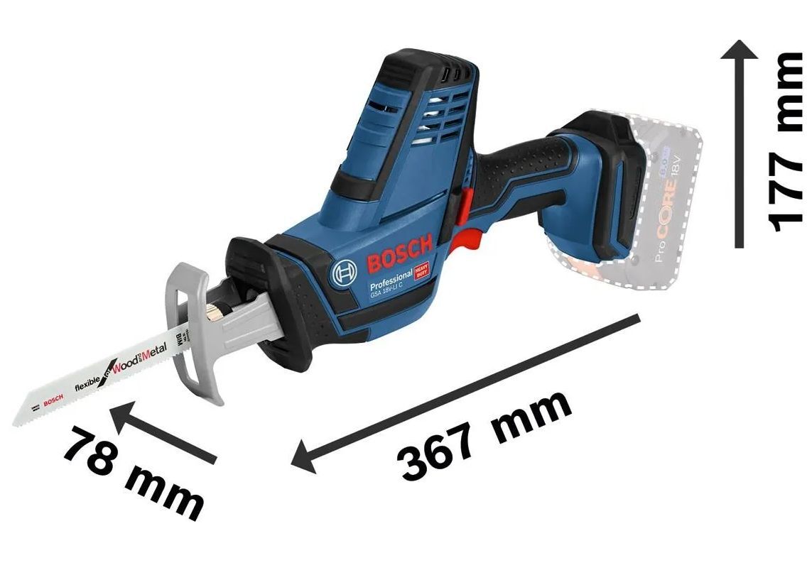 Аккумуляторная сабельная пила Bosch GSA 18V-LI C Professional (06016A5001)