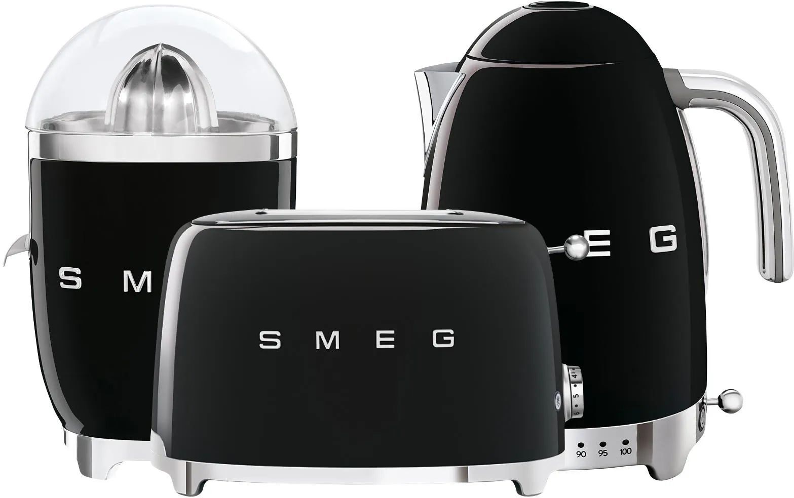 Набор чайник+тостер+соковыжималка SMEG TSF01BLEU + KLF04BLEU чёрный