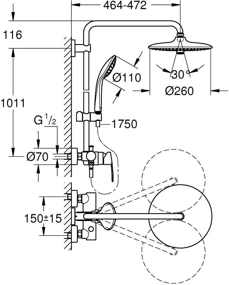 Душевая панель Grohe Vitalio Joy 260 27684001
