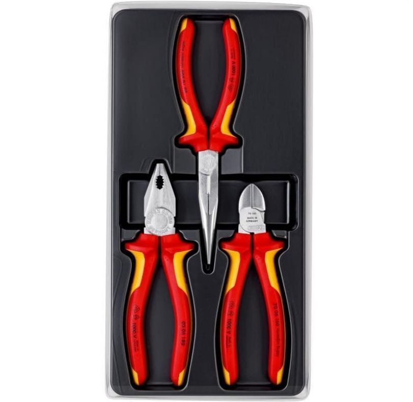 Набор шарнирно-губцевого инструмента Knipex 00 20 12, 3 предм., красный/желтый
