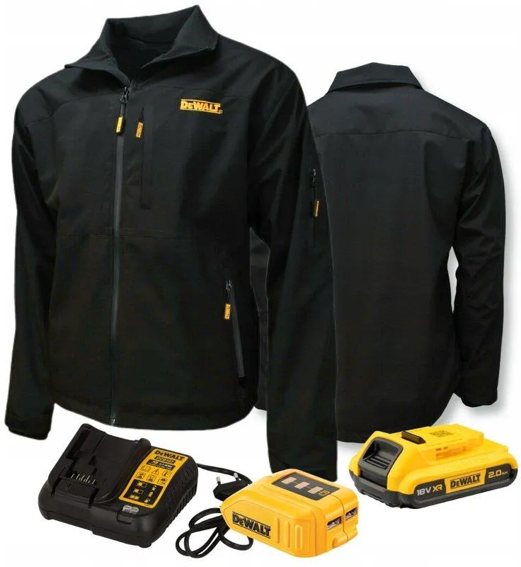 Аккумуляторная куртка с подогревом (размер M) DeWalt DCHJ090BD1M, с 1 АКБ (2.0 Ач) и адаптером