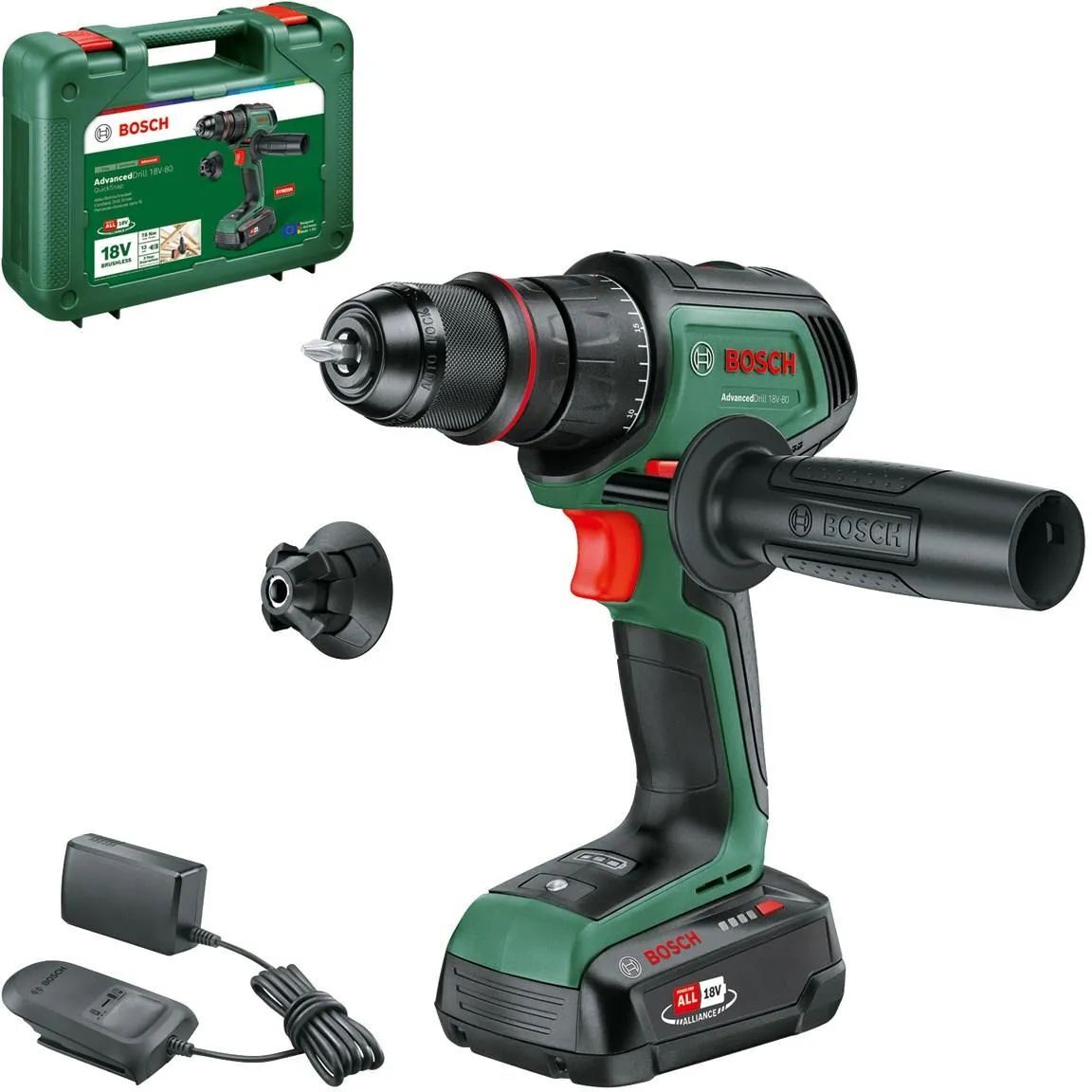 Аккумуляторная дрель-шуруповёрт Bosch AdvancedDrill 18V-80 QuickSnap (06039E2001)