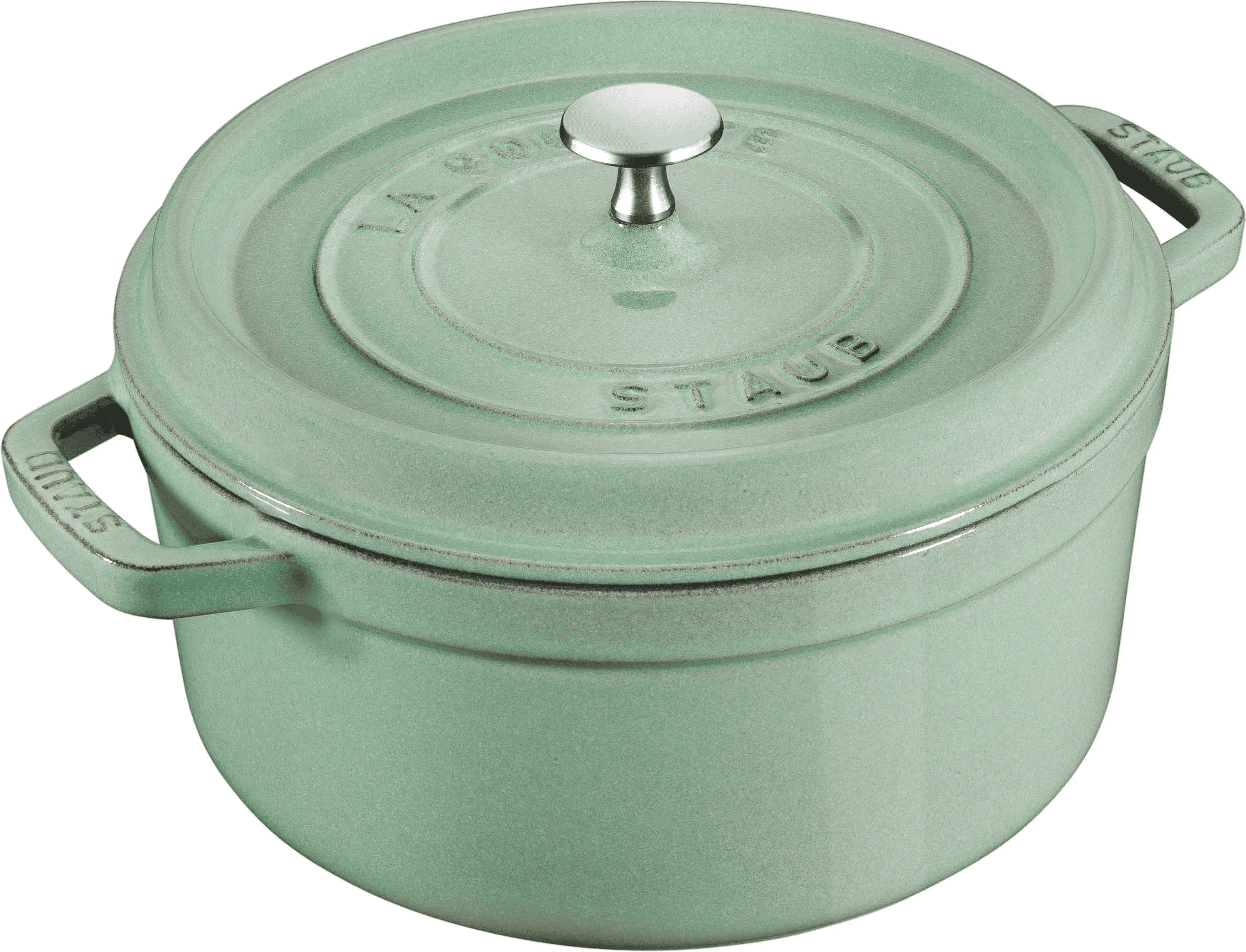 Чугунная круглая кастрюля Staub Cocotte 2,6 л, мятная 405087040