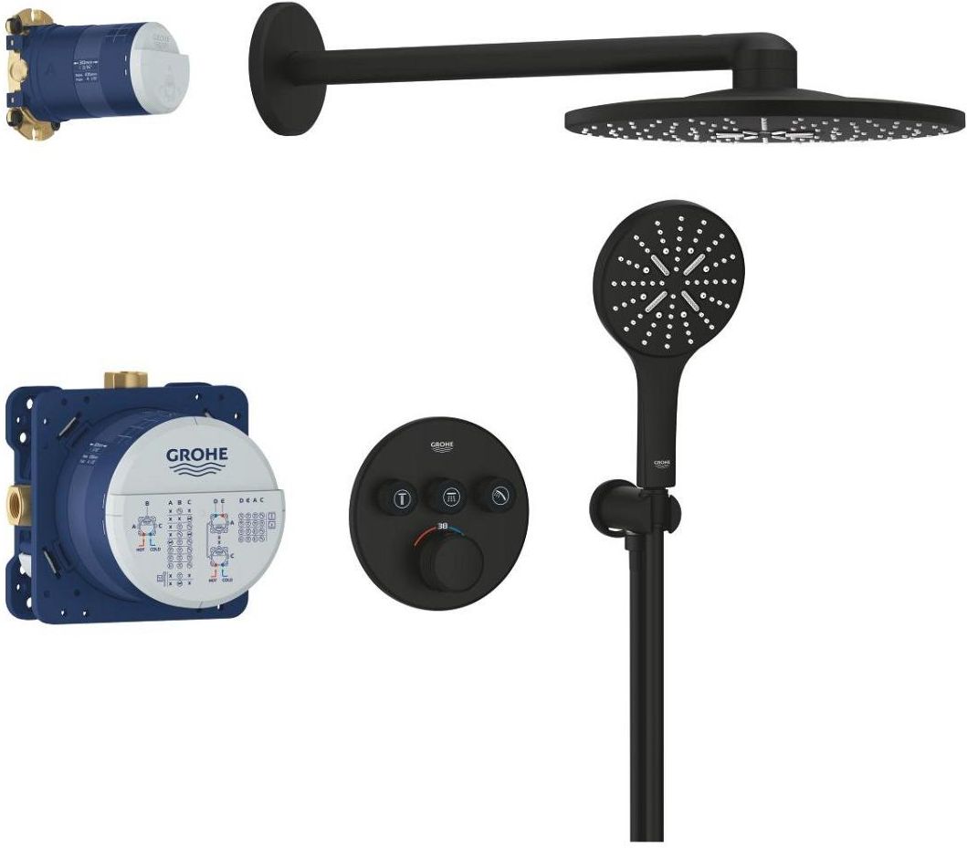 Душевой комплект Grohe Grohtherm SmartControl 34863KF0, чёрный матовый
