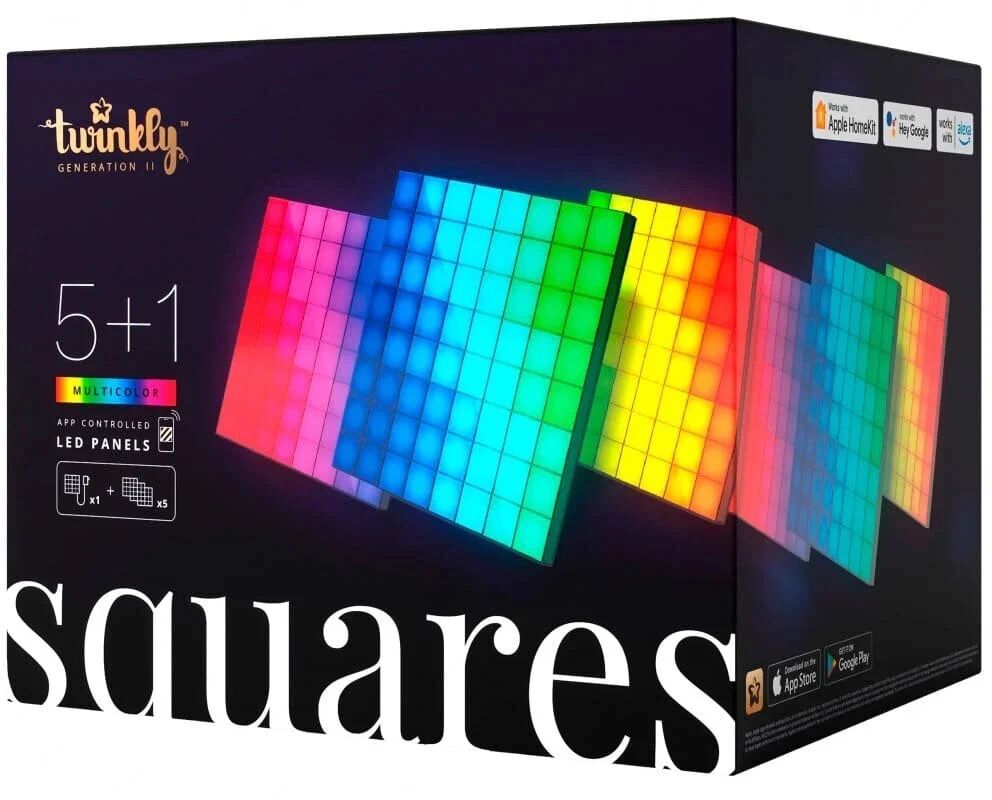 Панели со светодиодной подсветкой Twinkly Squares RGB + BT + Wi-Fi, 6 шт. (20x20см)