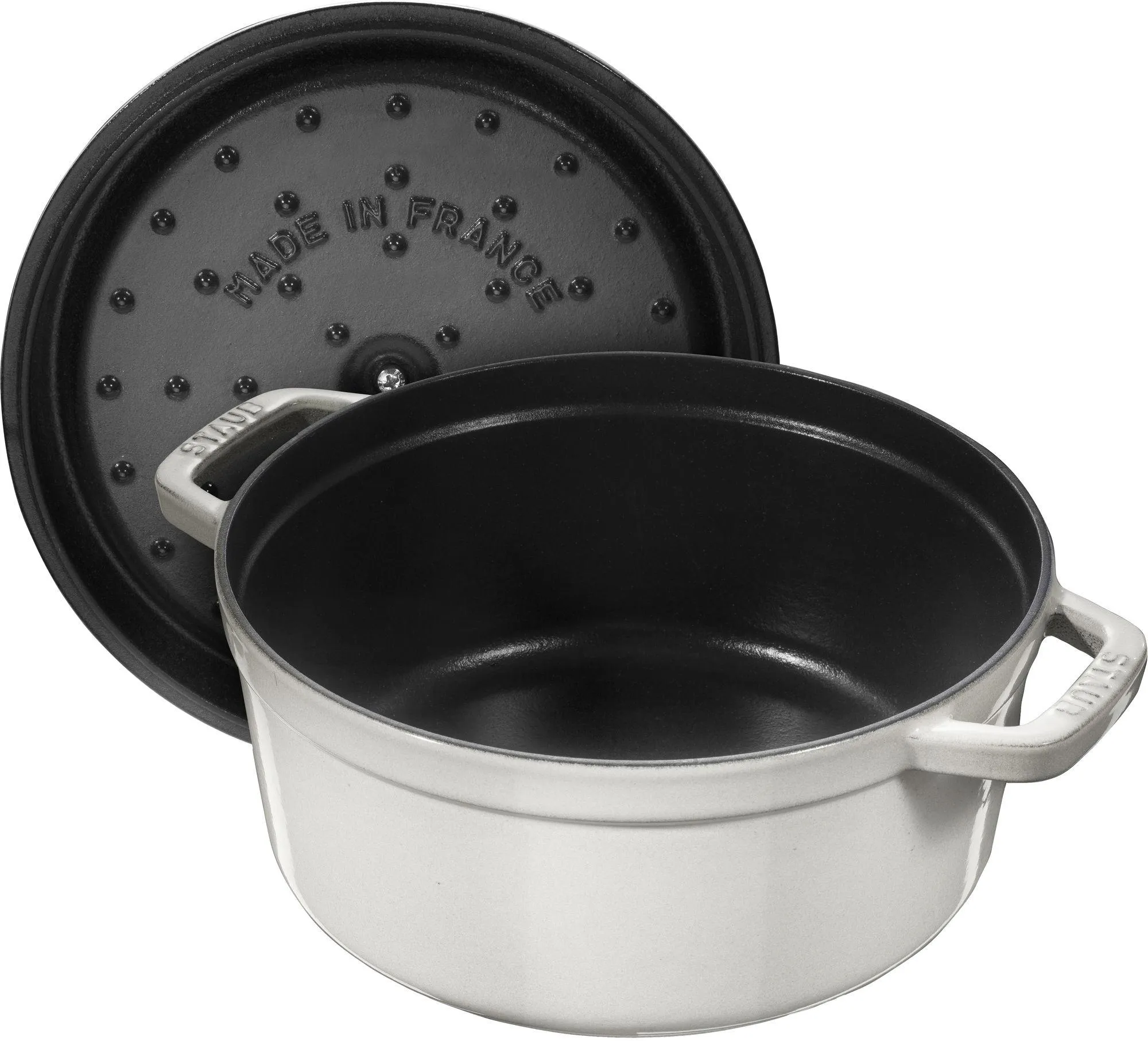 Чугунная круглая кастрюля Staub La Cocotte 3,8 л, белая трюфель 405014120