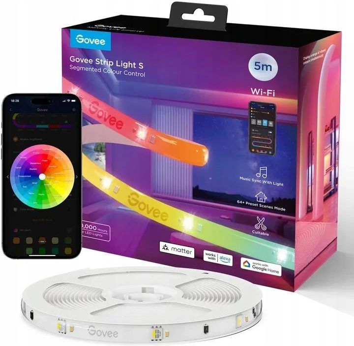 Светодиодная лента Govee H612ACD1, RGBICW, Wi-Fi, 5 м