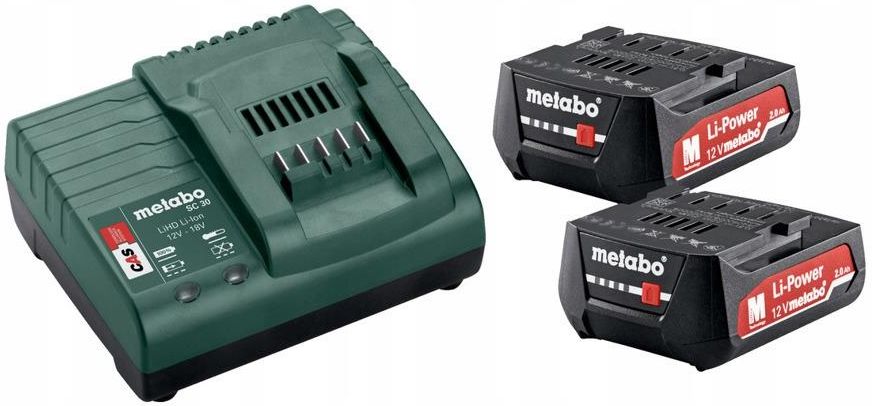 Набор аккумуляторов Metabo 12В 2Ач с 2 АКБ и ЗУ