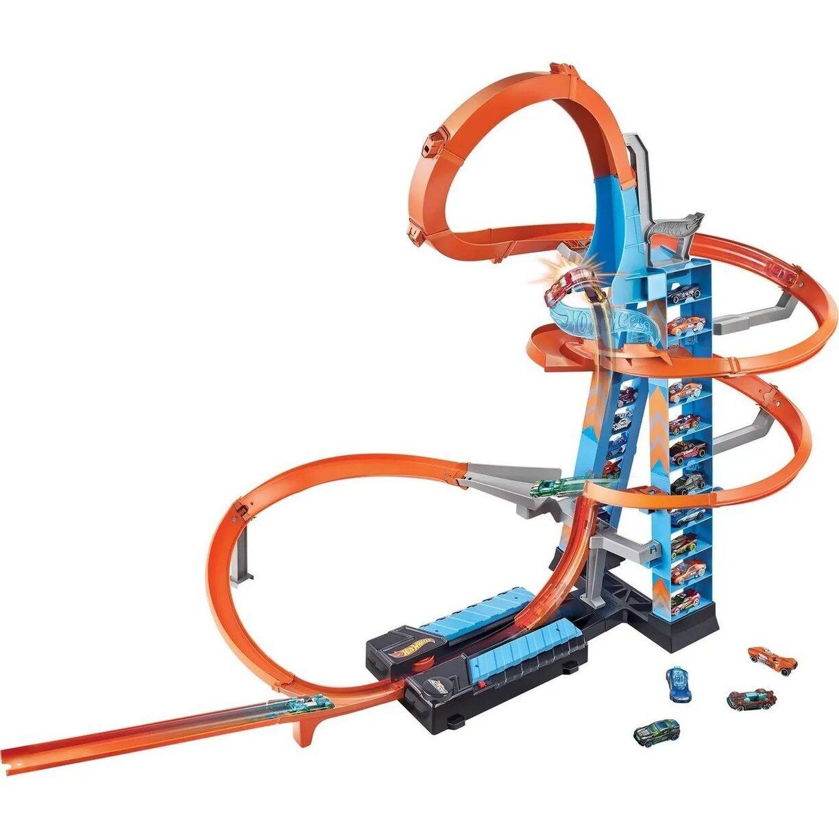 Трек Hot Wheels Sky Crash Tower GJM76/GWT39, голубой