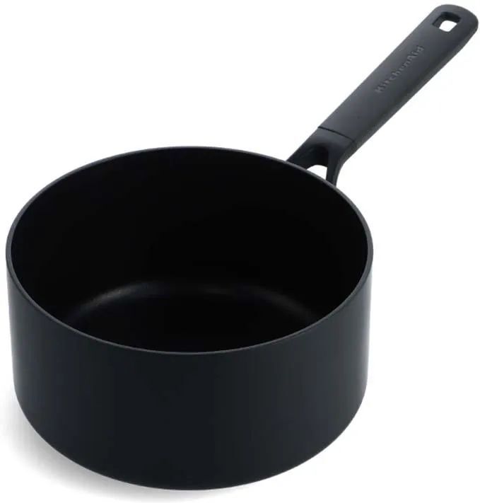 Классическая кованая алюминиевая кастрюля Kitchenaid объемом 1,5 л (Cc005683001), 16 см, можно использовать в духовке и посудомоечной машине, черный