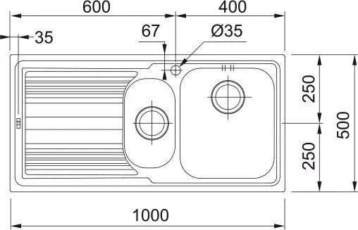 Кухонная раковина Franke Logica LLX 651-100 101.0085.812, нержавеющая сталь, левый слив