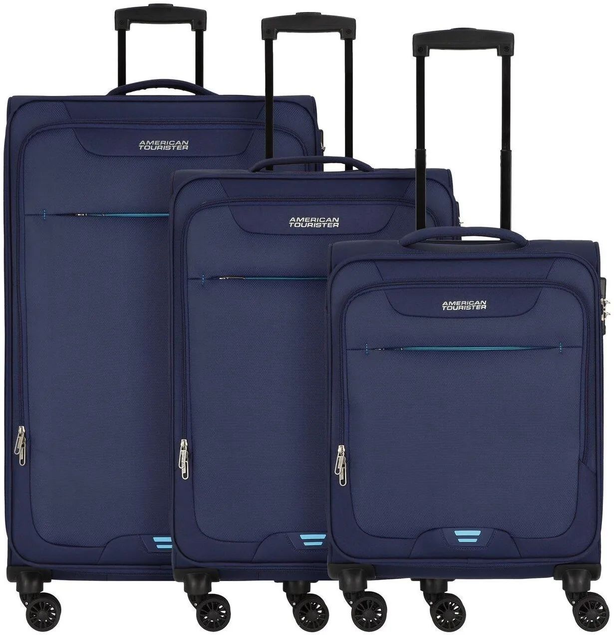 American Tourister VISBY 3 PC SET комплект чемоданов, синие, тканевые