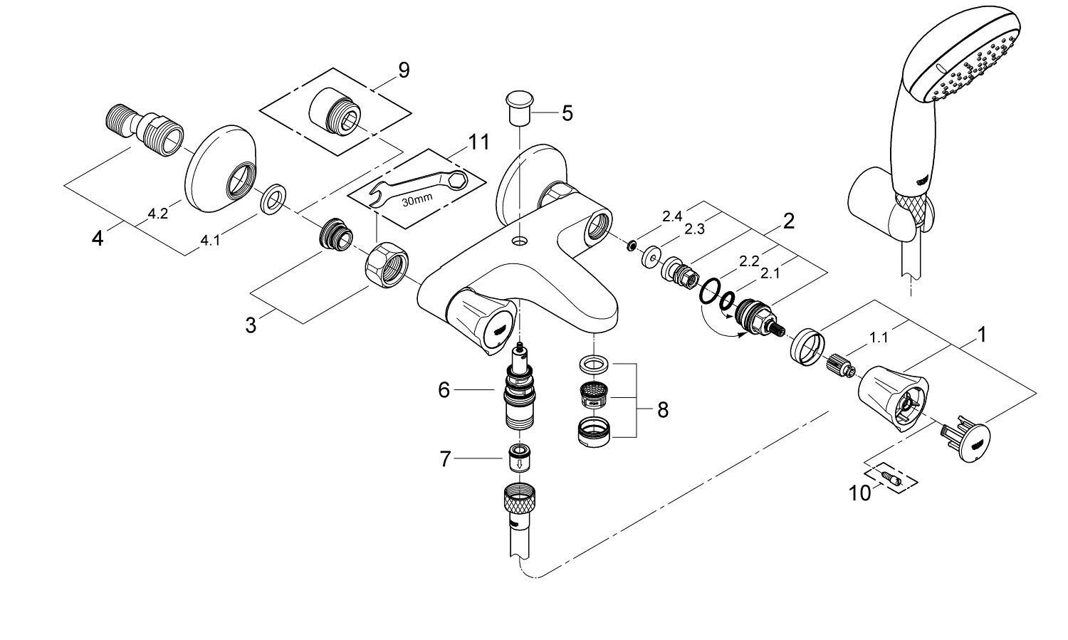 Смеситель Grohe Хром Costa 2546010A
