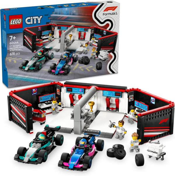 Конструктор LEGO City 60444 F1: гараж и автомобили Mercedes-AMG и Alpine