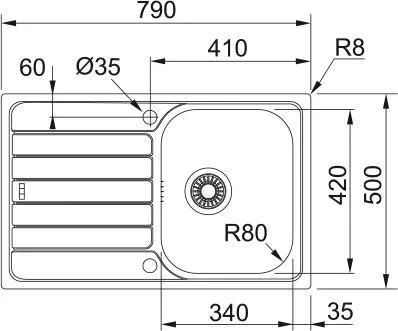 Кухонная раковина Franke Spark SKN 611-79 101.0607.954, нержавеющая сталь гладкая
