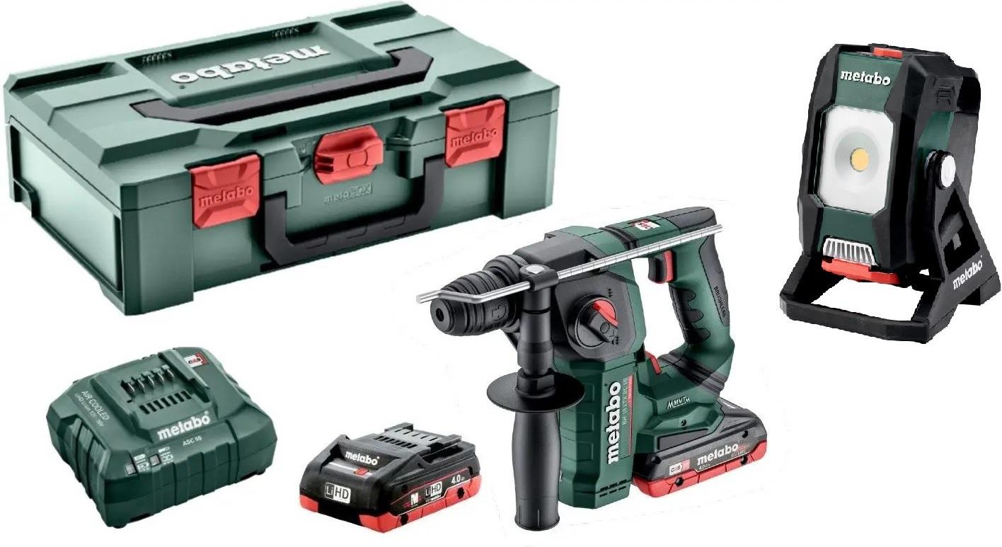 Набор аккумуляторных инструментов Metabo KH 18 LTX BL 24 Q и BSA 12-18 LED 2000 с 2 АКБ