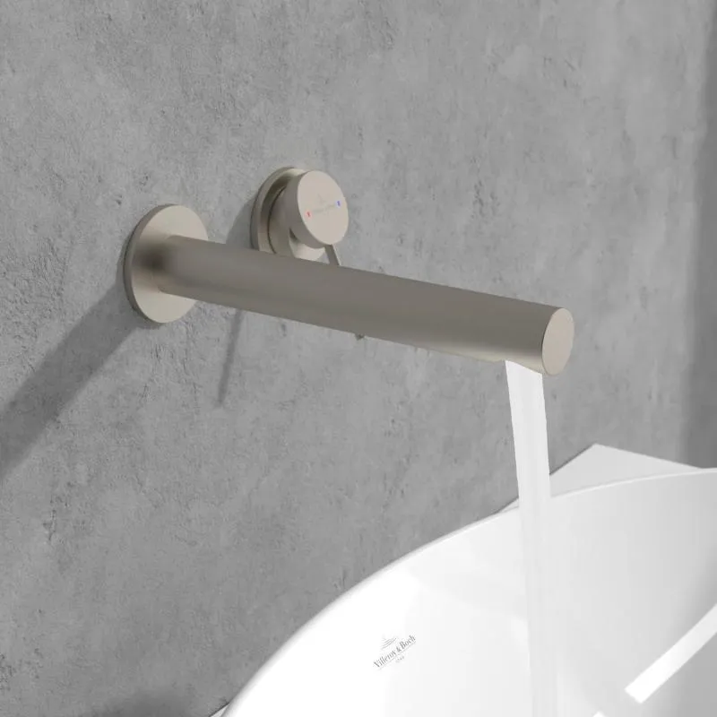 Смеситель настенный для раковины Villeroy&Boch Loop & Friends AquaSmart матовый никель