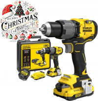 Аккумуляторная дрель-шуруповёрт Stanley FATMAX V20 SFMCD726D2KQW 18 В, 2×2,0 А·ч АКБ, ЗУ, кейс