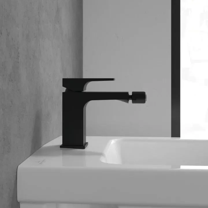 Смеситель для биде Villeroy&Boch Architectura Square с донным клапаном матовый черный (TVB125001000K5)