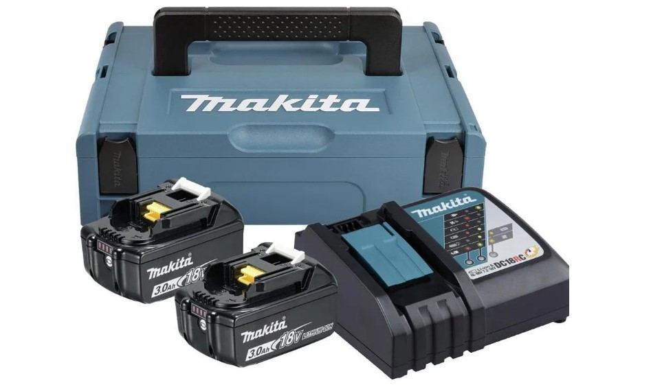 Комплект Makita 197952-5 из 2х18V 3.0 Ah АКБ (BL1830B) и ЗУ (DC18RC), в кейсе