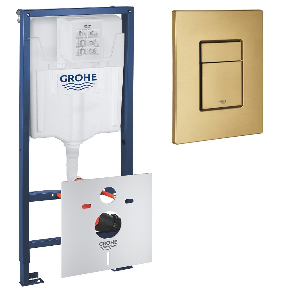 Комплект инсталляции Grohe Fresh унитаз Imprese Tornado 55,5 см + кнопкой смыва Grohe Skate Cosmopolitan 38732GL0, золото