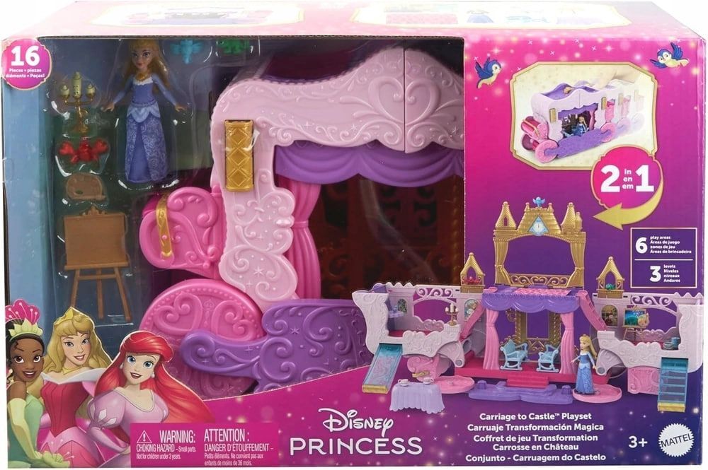 Набор Mattel Disney Princess - Карета-замок 2-в-1, игровой набор с фигурками и аксессуарами - Дисней Принцессы HWX17