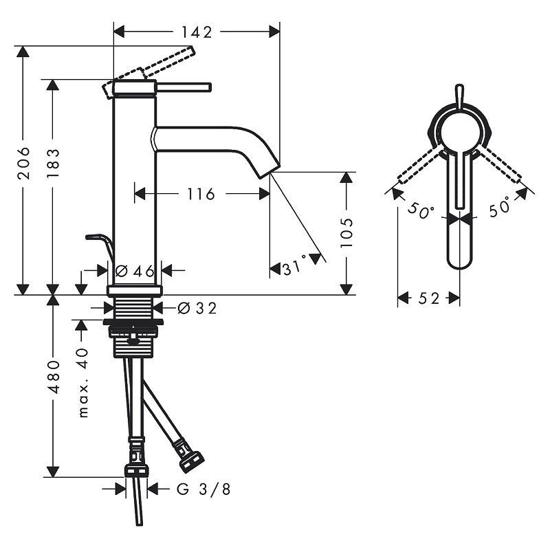 Смеситель для ванны Hansgrohe Tecturis S 73305000