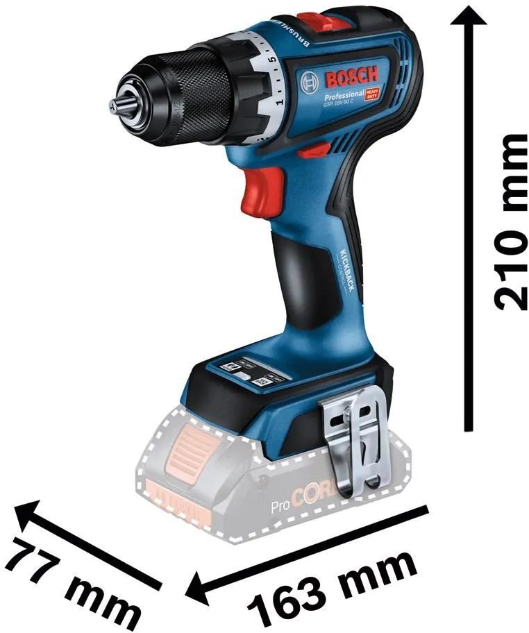 Аккумуляторная дрель-шуруповерт Bosch GSR 18V-90 C Professional 06019K6006