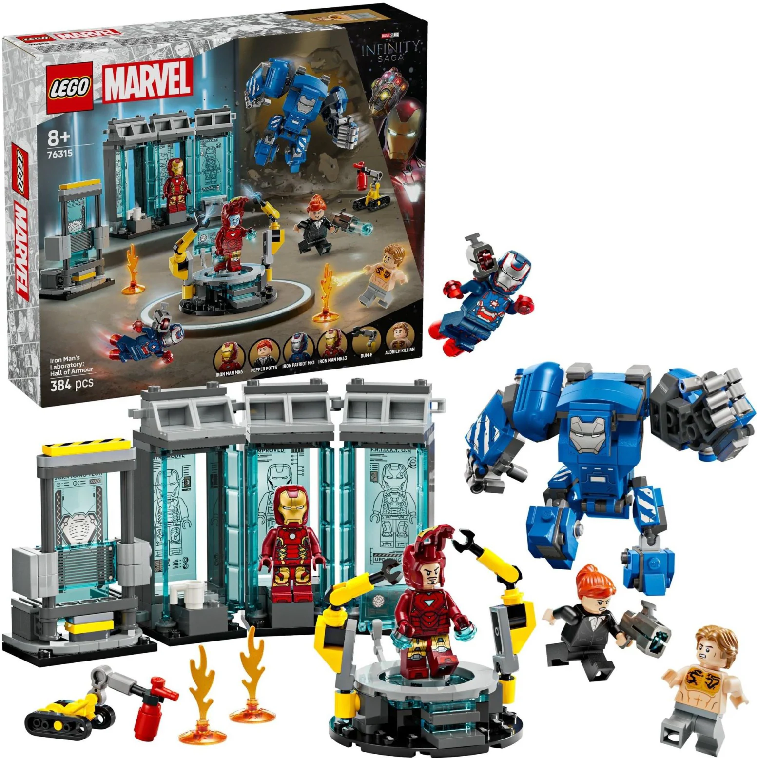 Конструктор LEGO Marvel 76315 Лаборатория Железного человека: Зал брони
