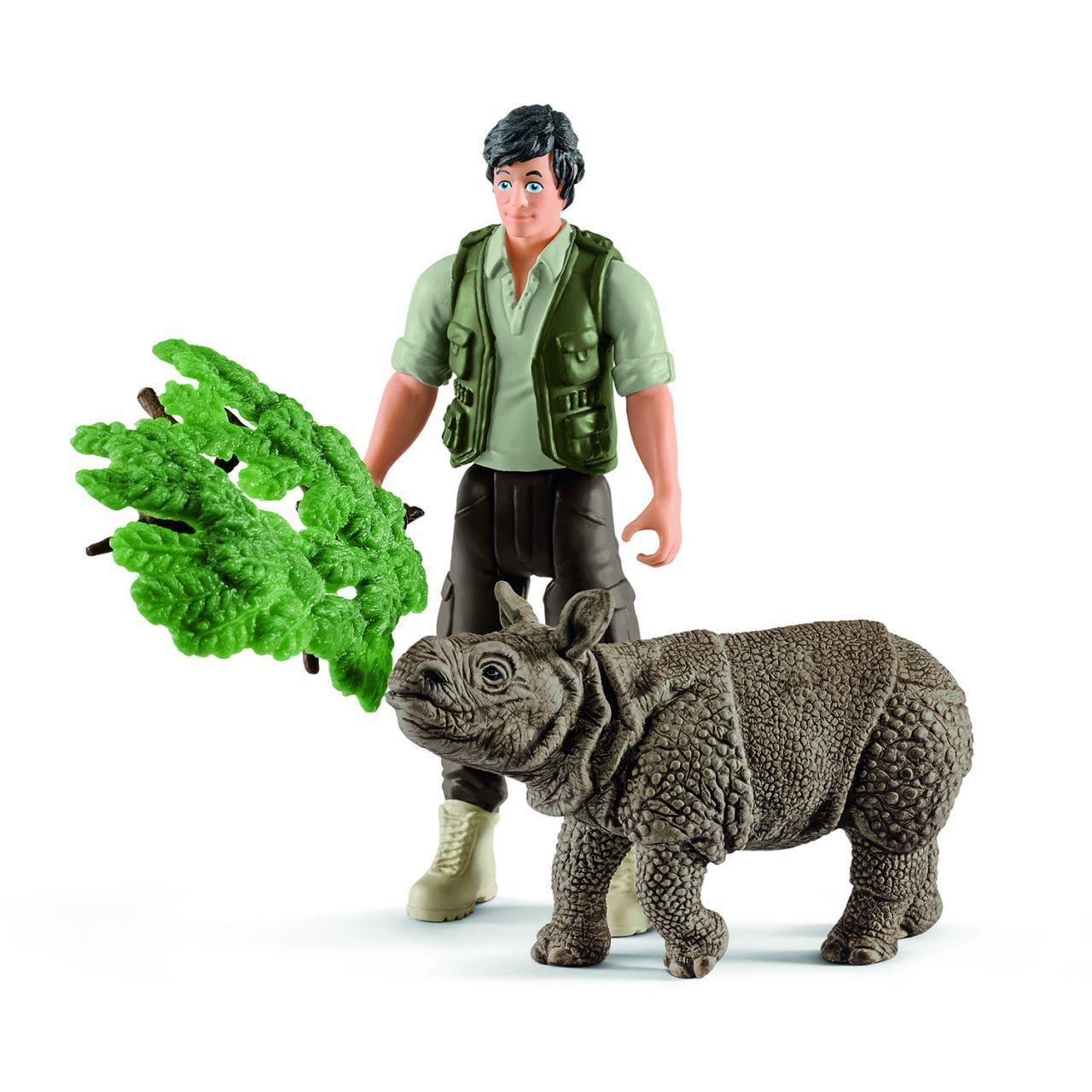 Набор Schleich 42428 Лесник и индийский носорог
