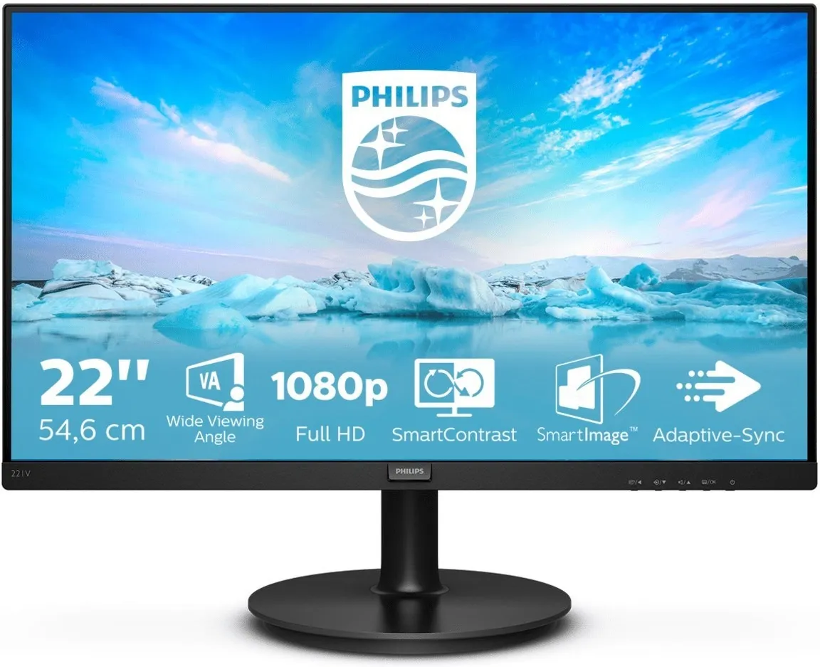 Монитор Philips 221V8 1920x1080 75Гц *VA, черный