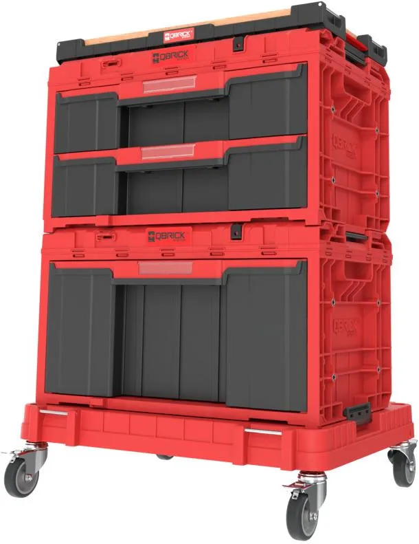 Набор из 7 выдвижных ящиков для мастерской Qbrick System ONE Expert, красные