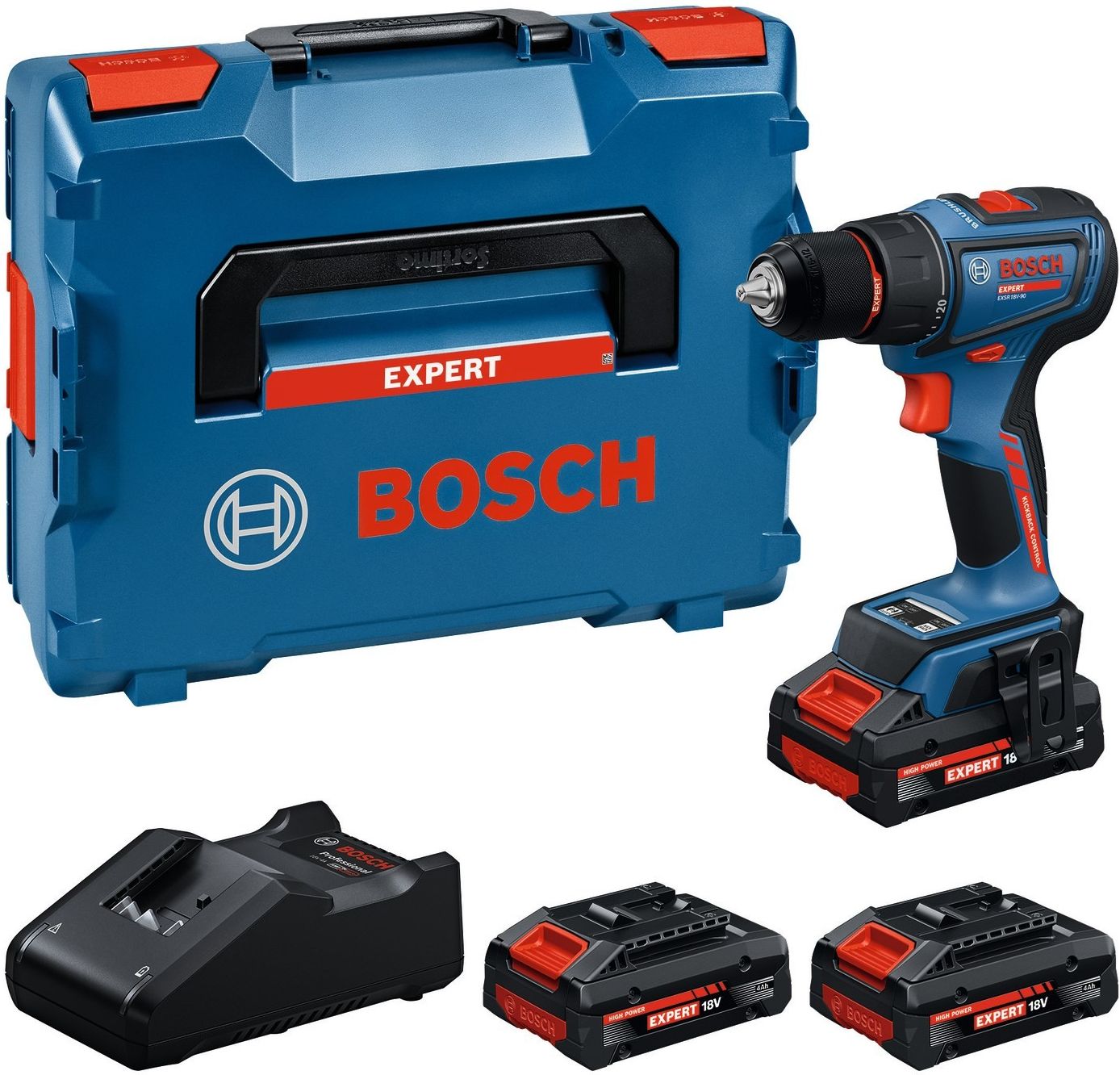 Аккумуляторная дрель-шуруповерт Bosch EXPERT EXSR18V-90 3 АКБ и ЗУ в кейсе 06019R2102